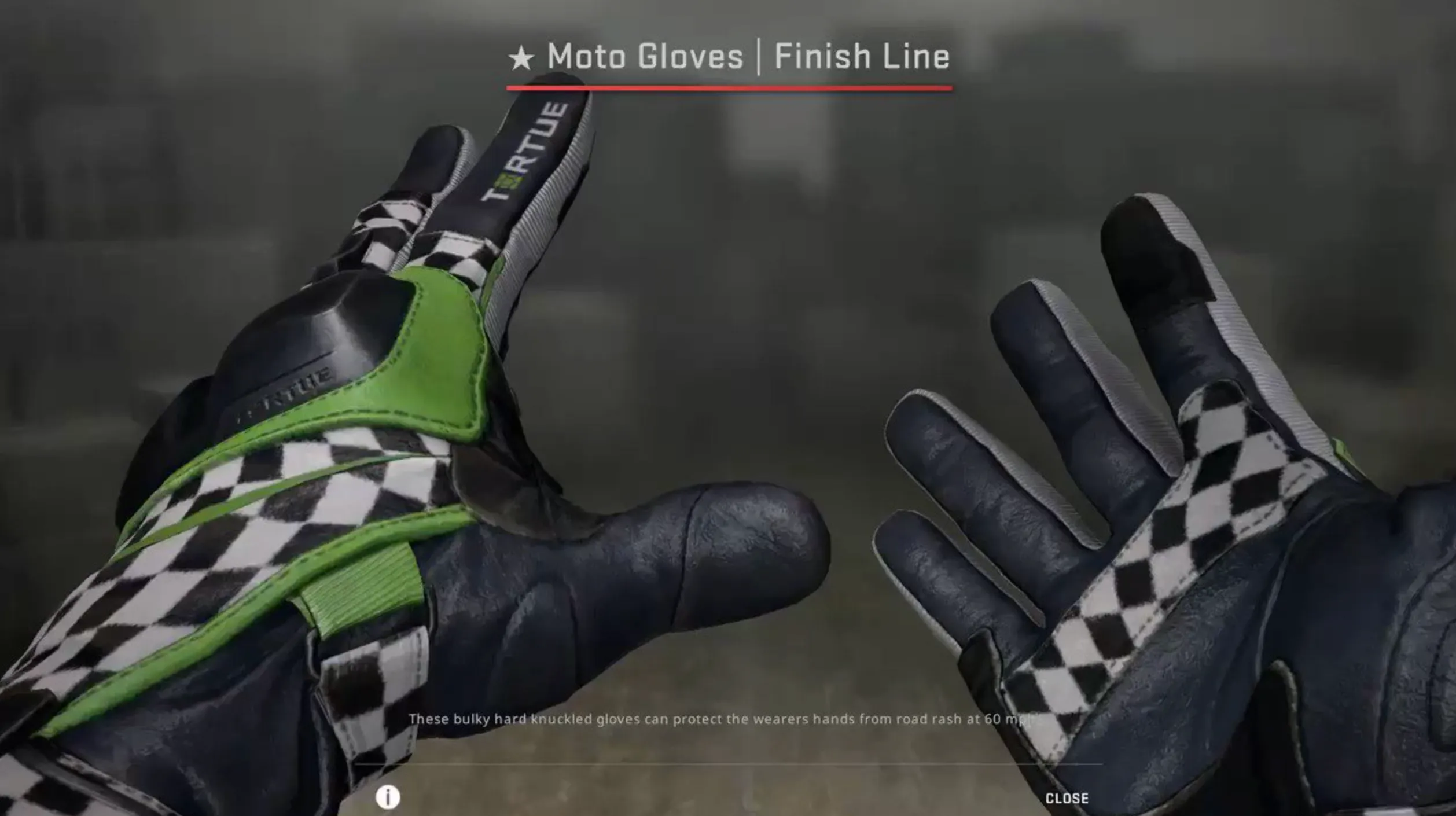 Moto Gloves Finish Line and blue steel knife